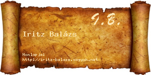 Iritz Balázs névjegykártya